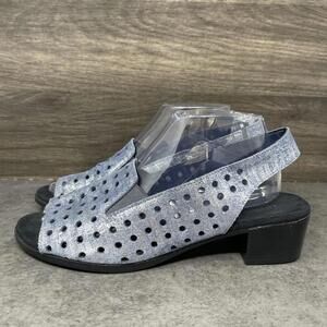 Munro Mickee Slingback Shoes Womens Size 9.5 Metallic Blue Sandals Slip On